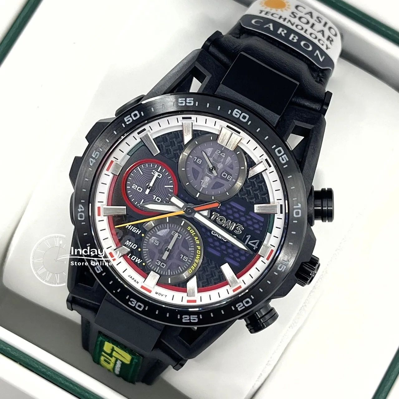 Casio Edifice Men's Watch EFS-S641TMS-1A Edifice Sospensione Sapphire Crystal Genuine Leather Band Solar Powered