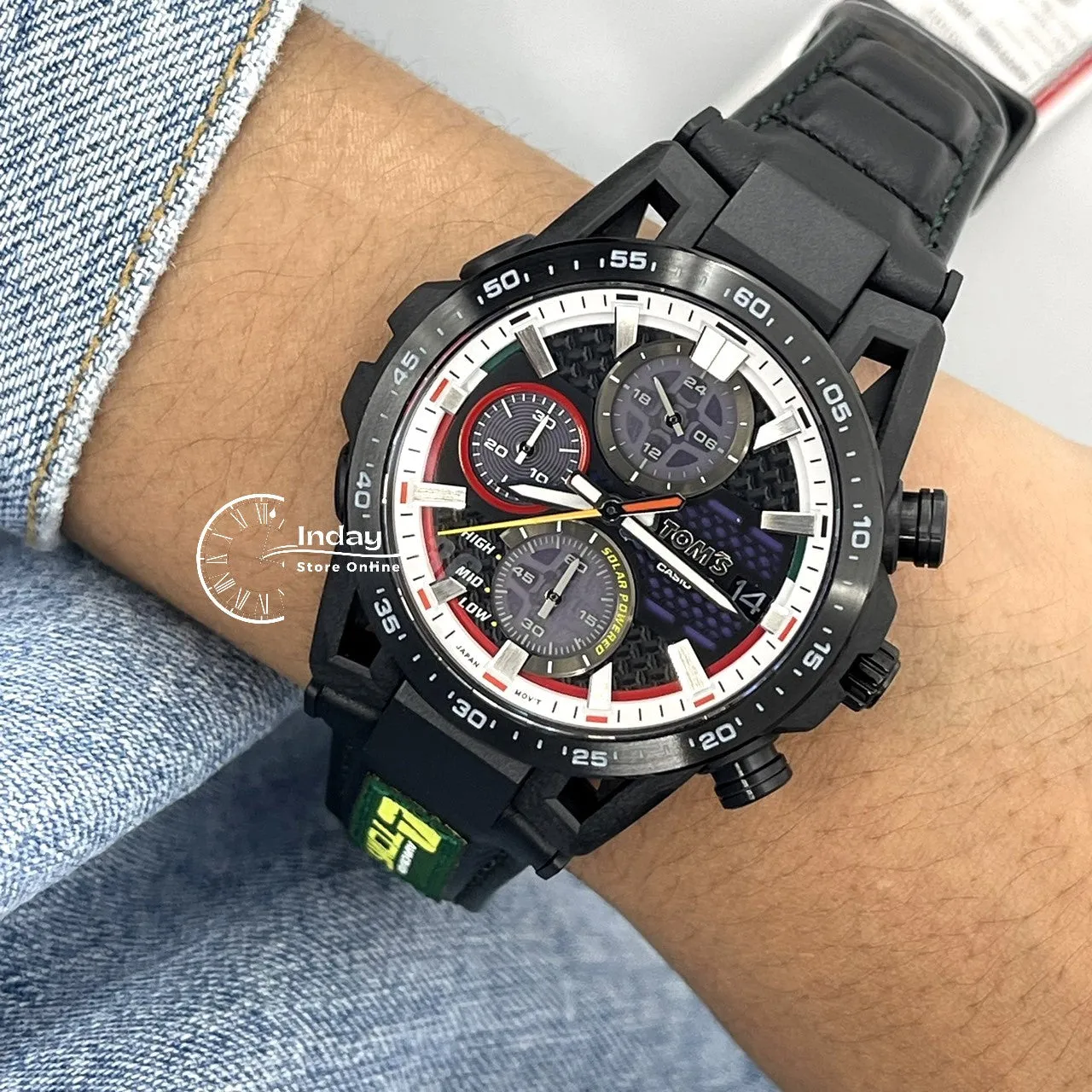 Casio Edifice Men's Watch EFS-S641TMS-1A Edifice Sospensione Sapphire Crystal Genuine Leather Band Solar Powered
