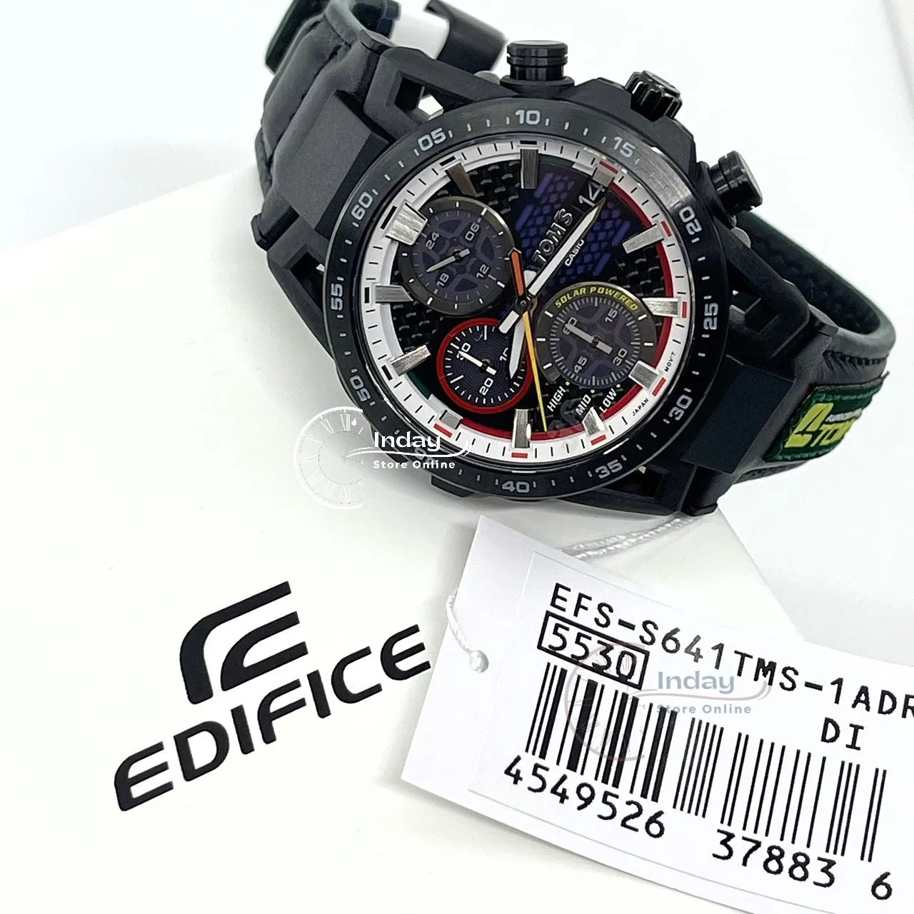 Casio Edifice Men's Watch EFS-S641TMS-1A Edifice Sospensione Sapphire Crystal Genuine Leather Band Solar Powered