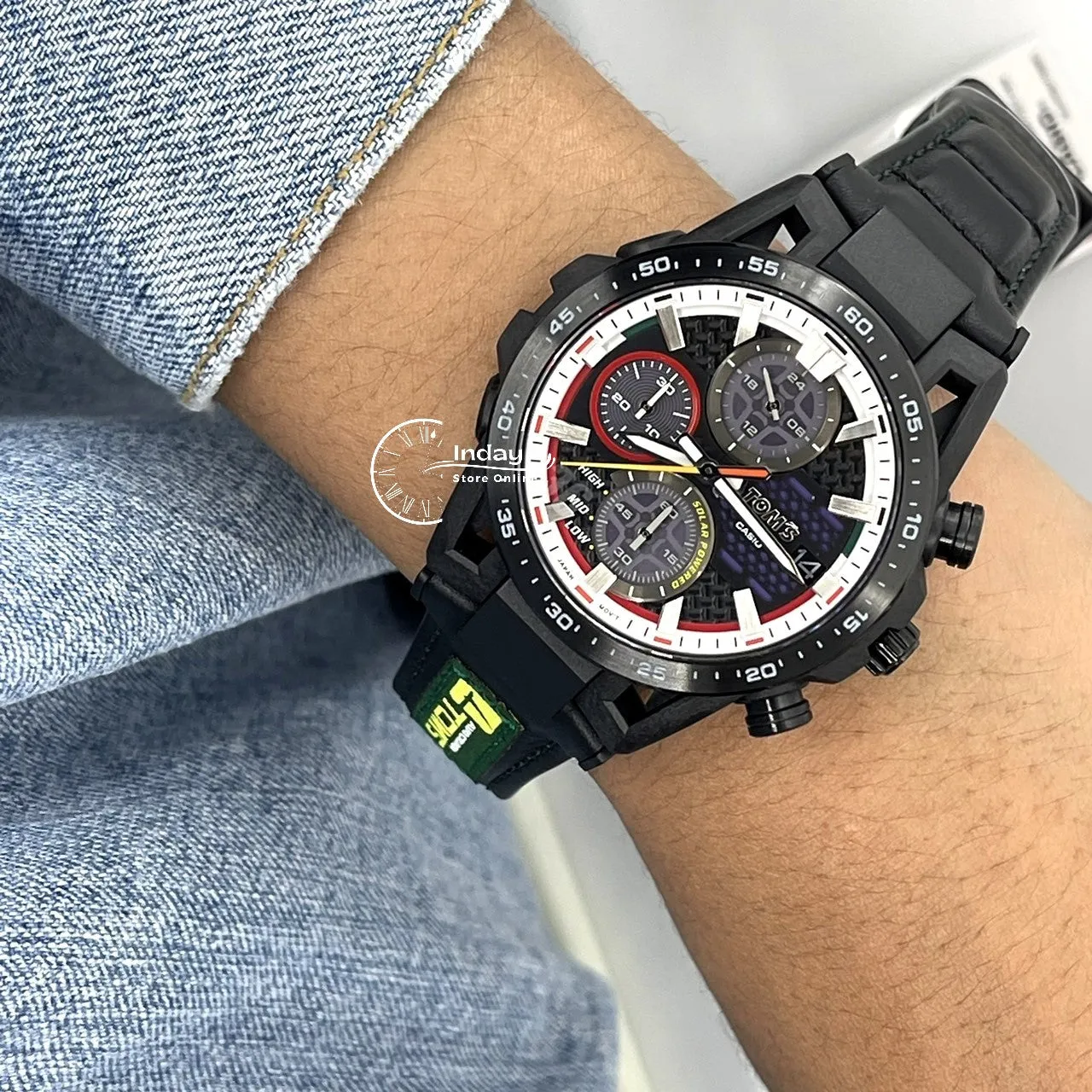 Casio Edifice Men's Watch EFS-S641TMS-1A Edifice Sospensione Sapphire Crystal Genuine Leather Band Solar Powered