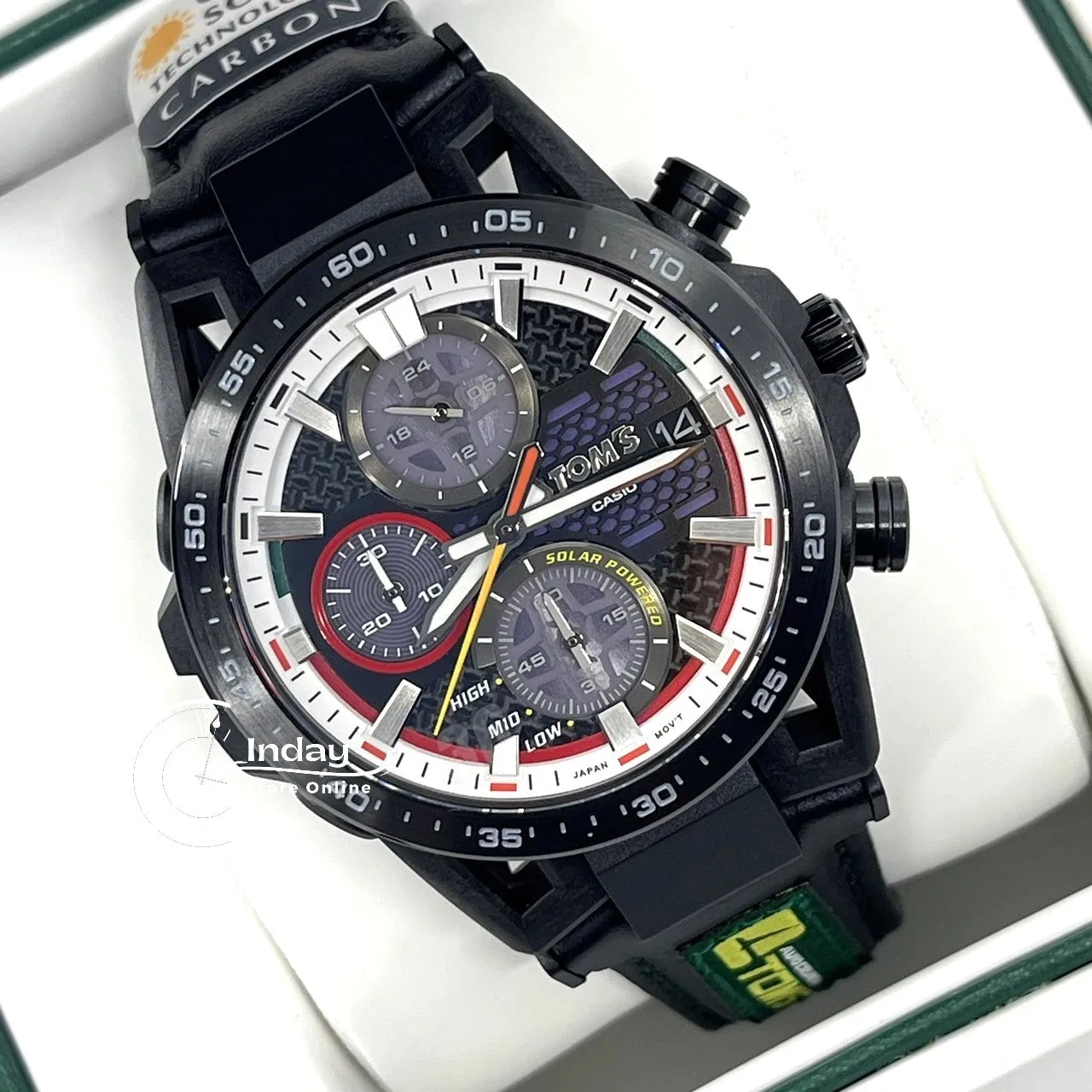 Casio Edifice Men's Watch EFS-S641TMS-1A Edifice Sospensione Sapphire Crystal Genuine Leather Band Solar Powered
