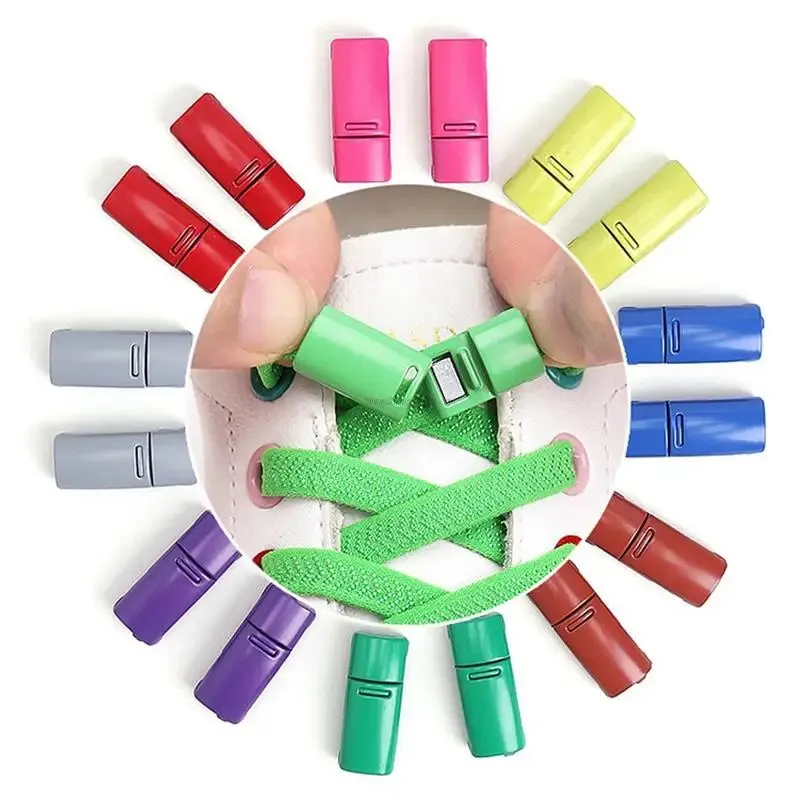 Colorful Magnetic Lock Elastic Shoelaces - No Tie Solution for Sneakers, Suitable for Kids and Adults