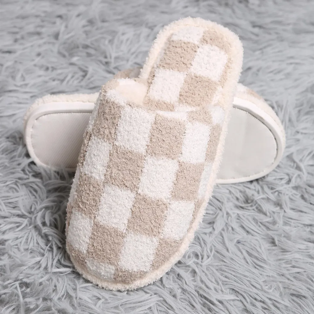 Comfy Luxe Checkerd Slippers-Multiple Colors Available