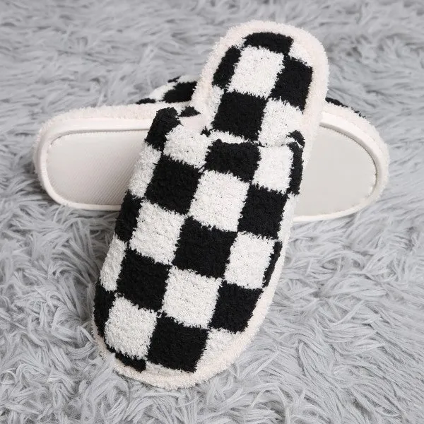 Comfy Luxe Checkerd Slippers-Multiple Colors Available