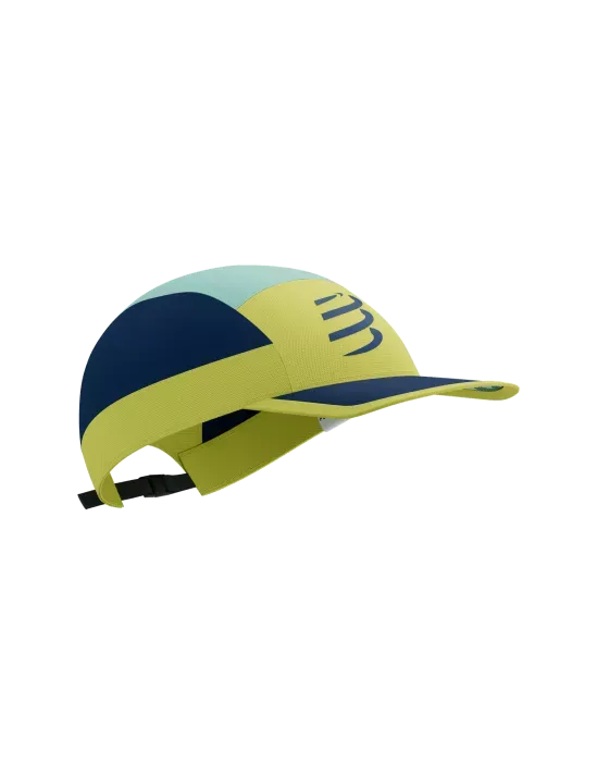 Compressport Unisex's 5 Panel Light Cap - Eggshell Blue/Green Sheen/Dress Blues