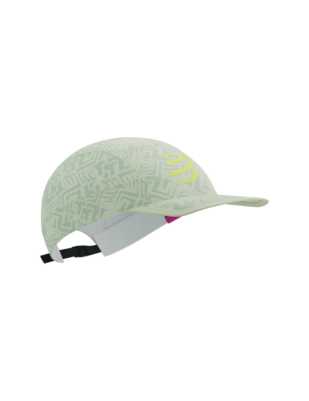 Compressport Unisex's 5 Panel Light Cap - Sugar Swizzle/Ice Flow Print/Safety Yellow