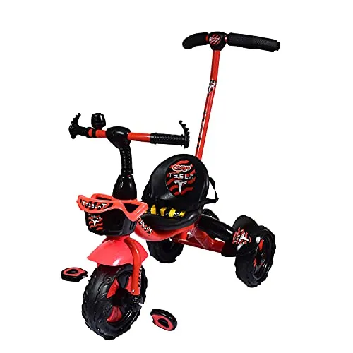 Cosmo Baby Tricycle Kids / Baby Tricycle with Parental Control, Cushion Seat for 12 Months to 84 Months Boys / Girls / Kid Carrying Capacity Upto 30kg- RED