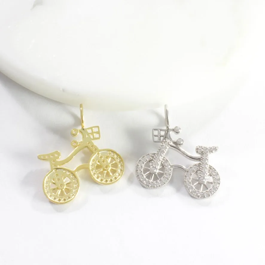 CZ Bicycle Charm - Gold or Silver