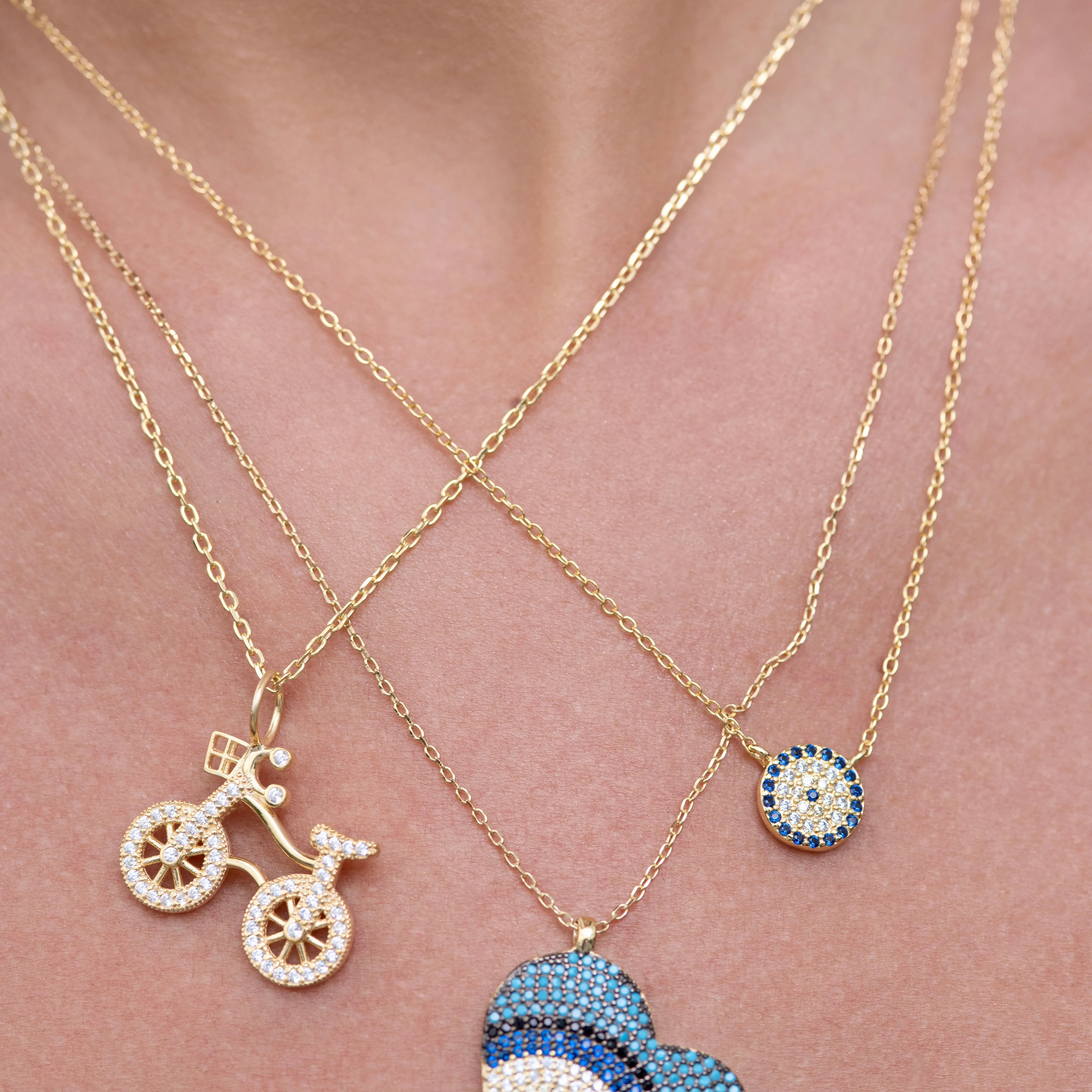 CZ Bicycle Charm - Gold or Silver