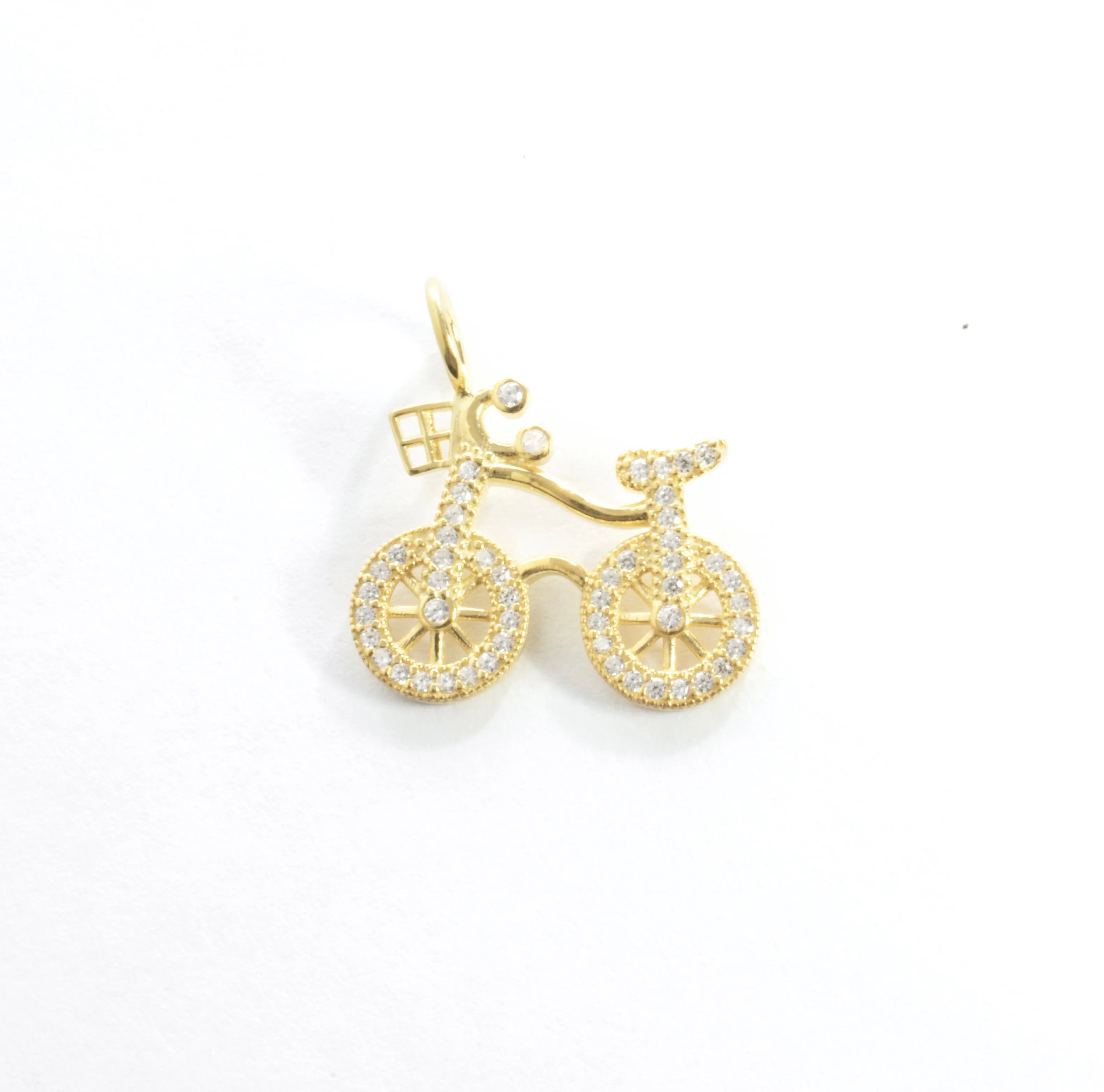 CZ Bicycle Charm - Gold or Silver