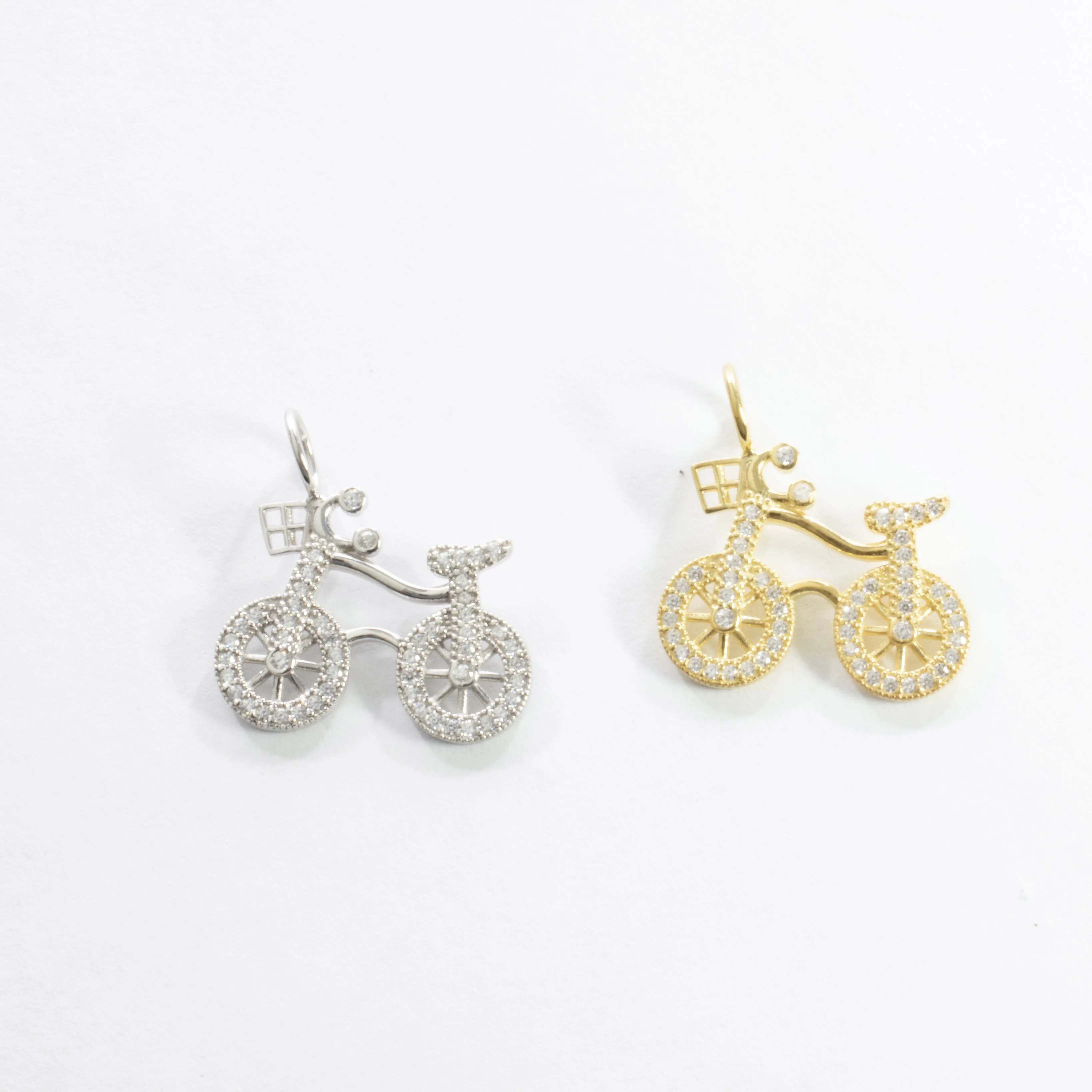 CZ Bicycle Charm - Gold or Silver