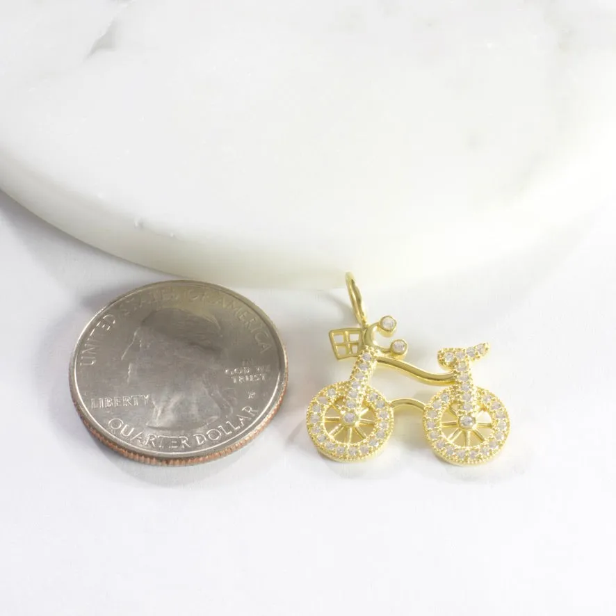 CZ Bicycle Charm - Gold or Silver