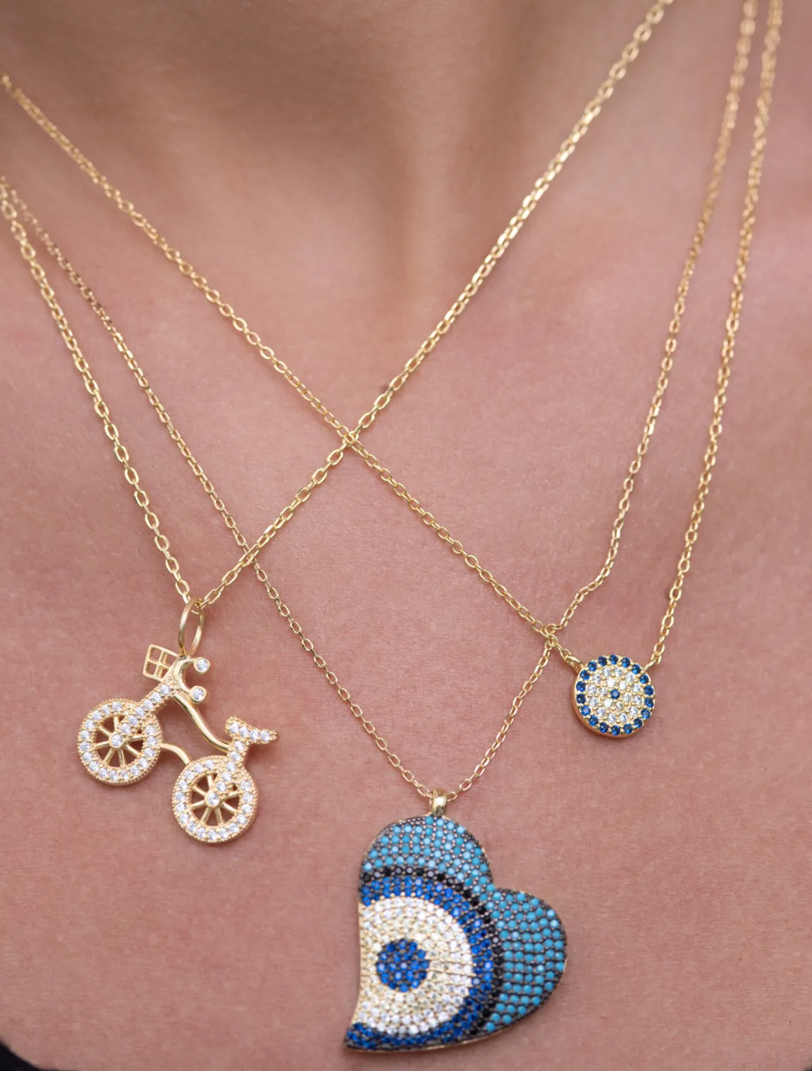 CZ Bicycle Necklace - Gold or Silver