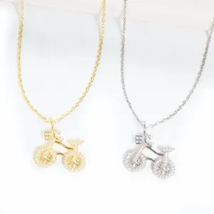 CZ Bicycle Necklace - Gold or Silver