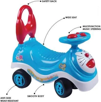 Dillard's Doraemon Kids Magic Car/Swing Car Ride On Push Rider with Music for Girls & Boys (Blue)