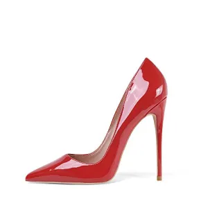 Elisabet Tang Women Pumps, Pointed Toe High Heel 4.7 inch/12cm Party Stiletto Heels Shoes Red 7