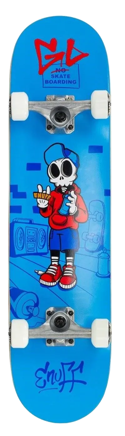 Enuff Skully Blue Kids Junior Complete Skateboard Bundle 7.25
