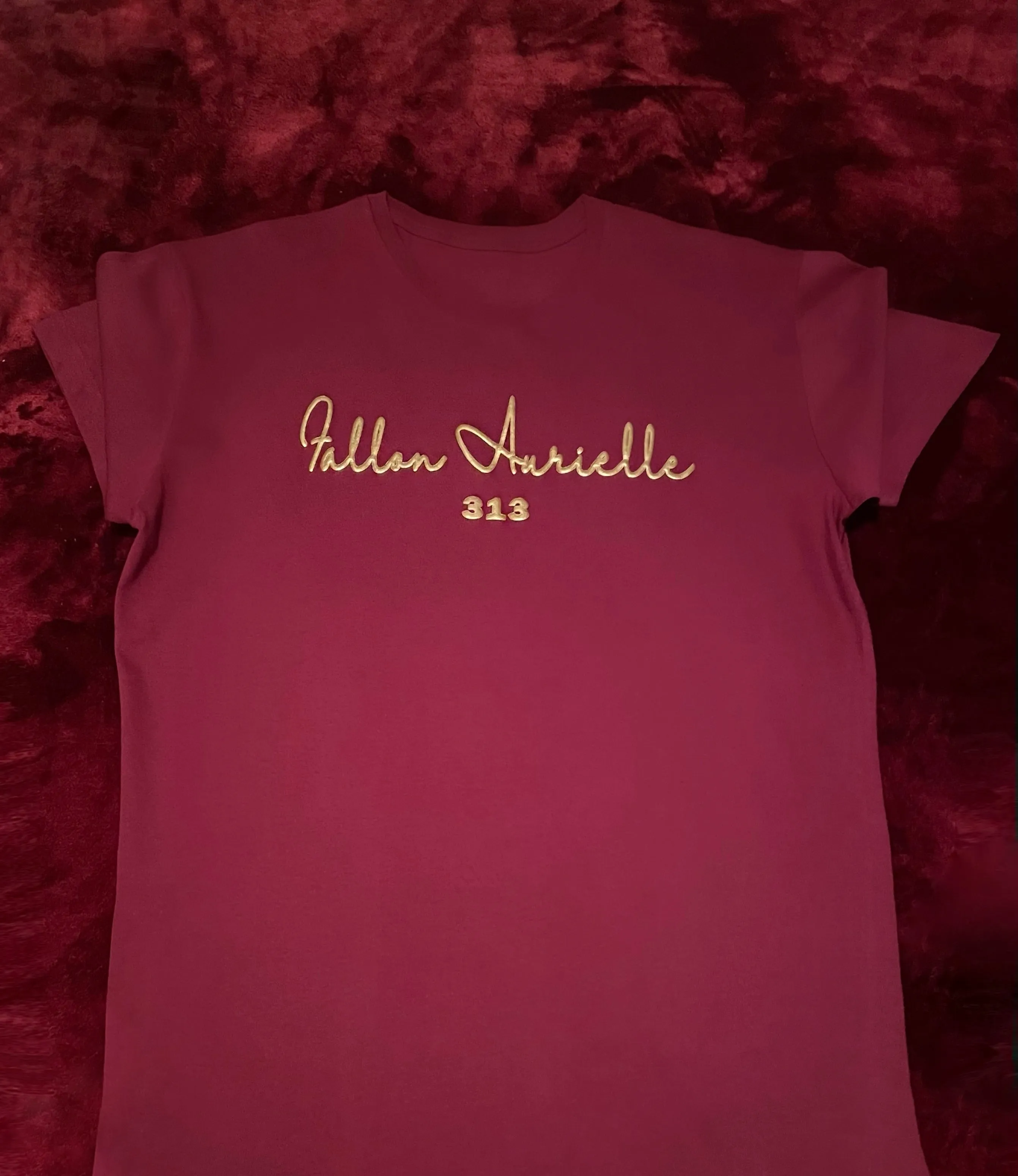Fallon Aurielle Unisex Signature 3 Piece 313 Rep Yo Set Area Code Short Set (Burgundy & Gold)