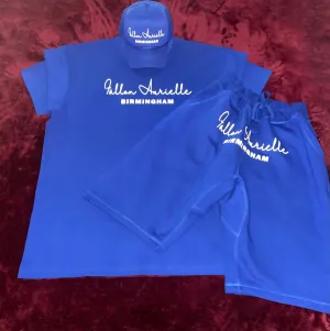 Fallon Aurielle Unisex Signature 3 Piece Birmingham Rep Yo Set Short Set (Royal Blue & White)