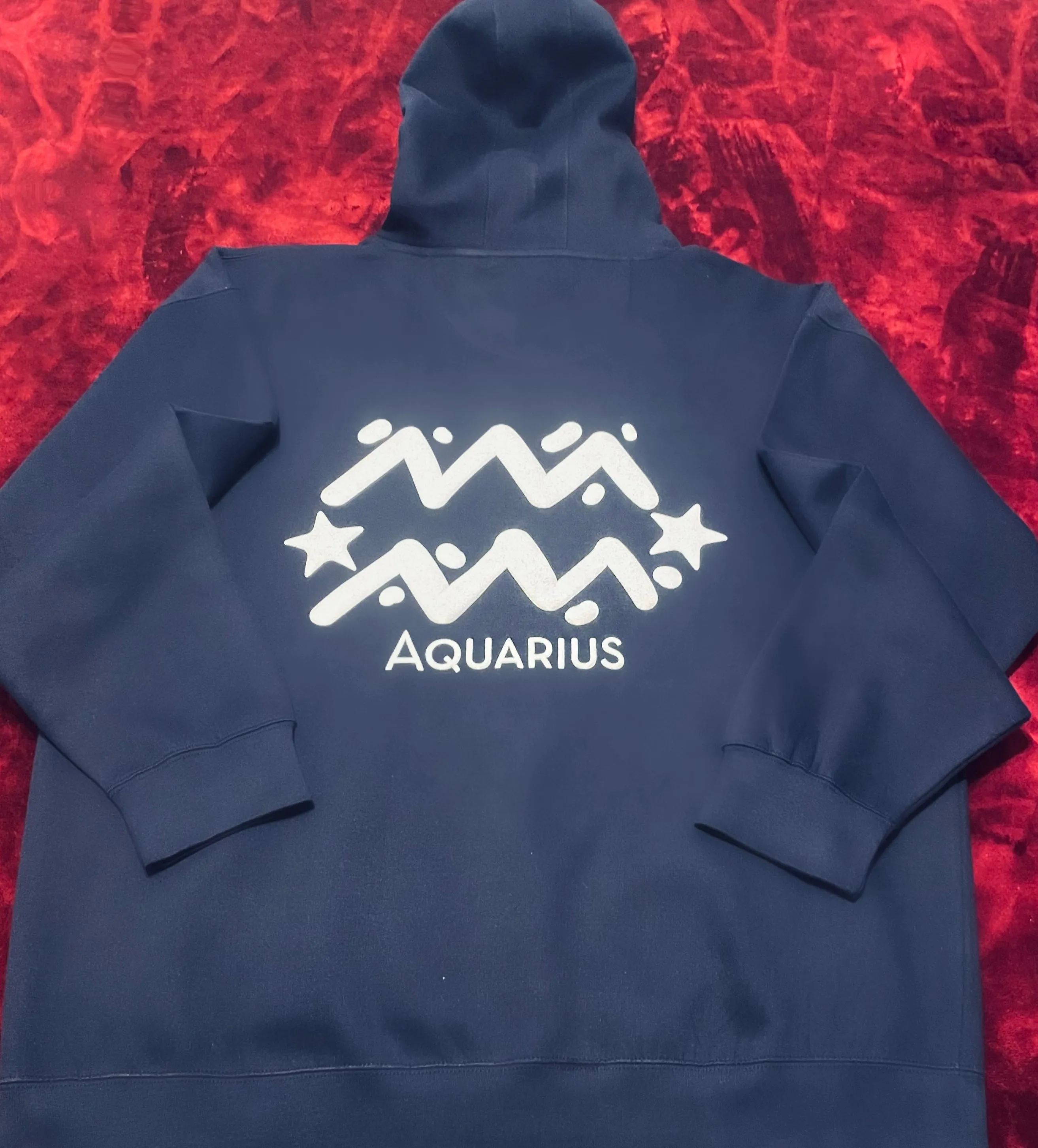Fallon Aurielle Unisex Signature Aquarius Logo & Name Zodiac Jogging Set (Navy Blue & White)