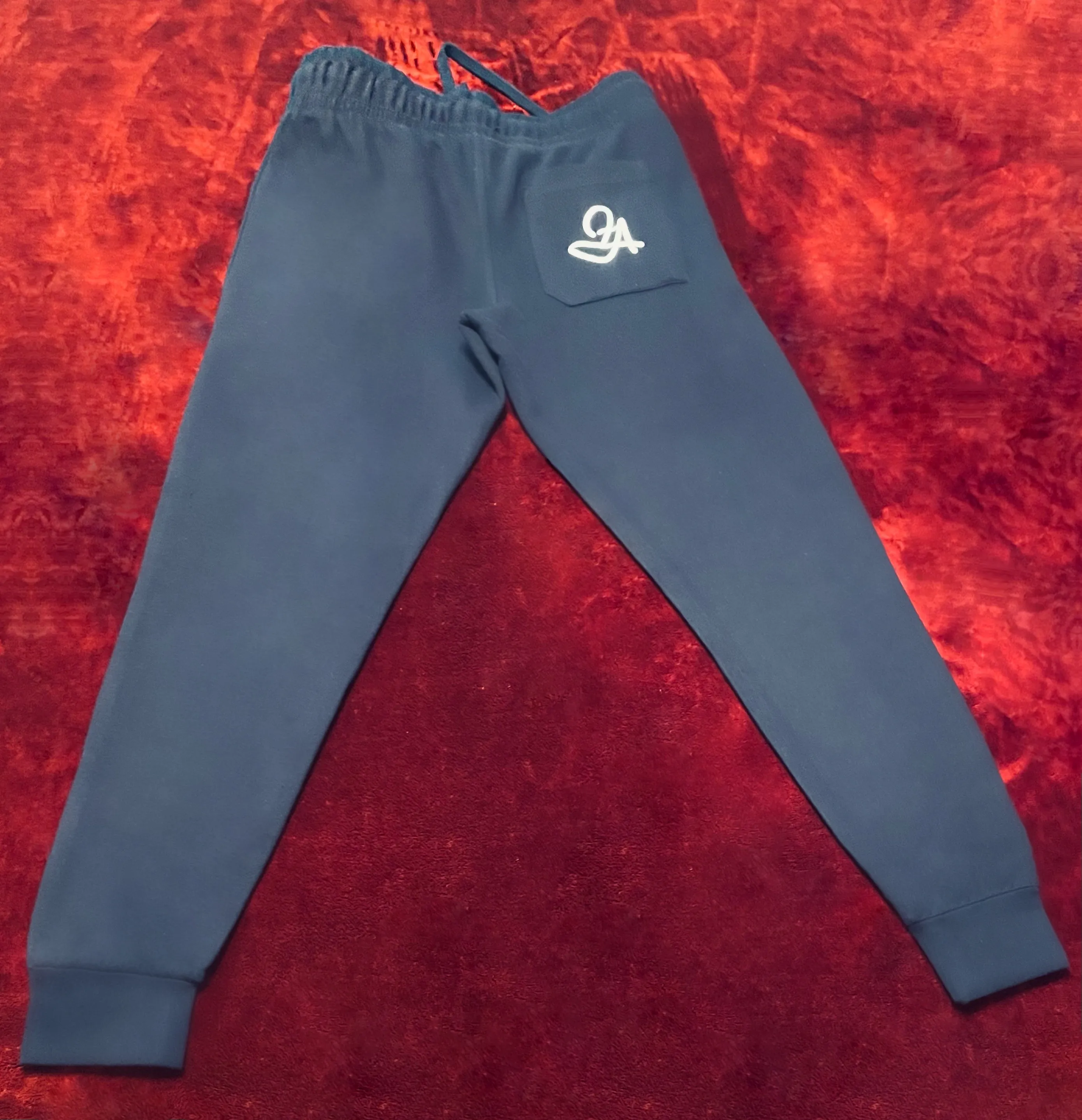 Fallon Aurielle Unisex Signature Aquarius Logo & Name Zodiac Jogging Set (Navy Blue & White)