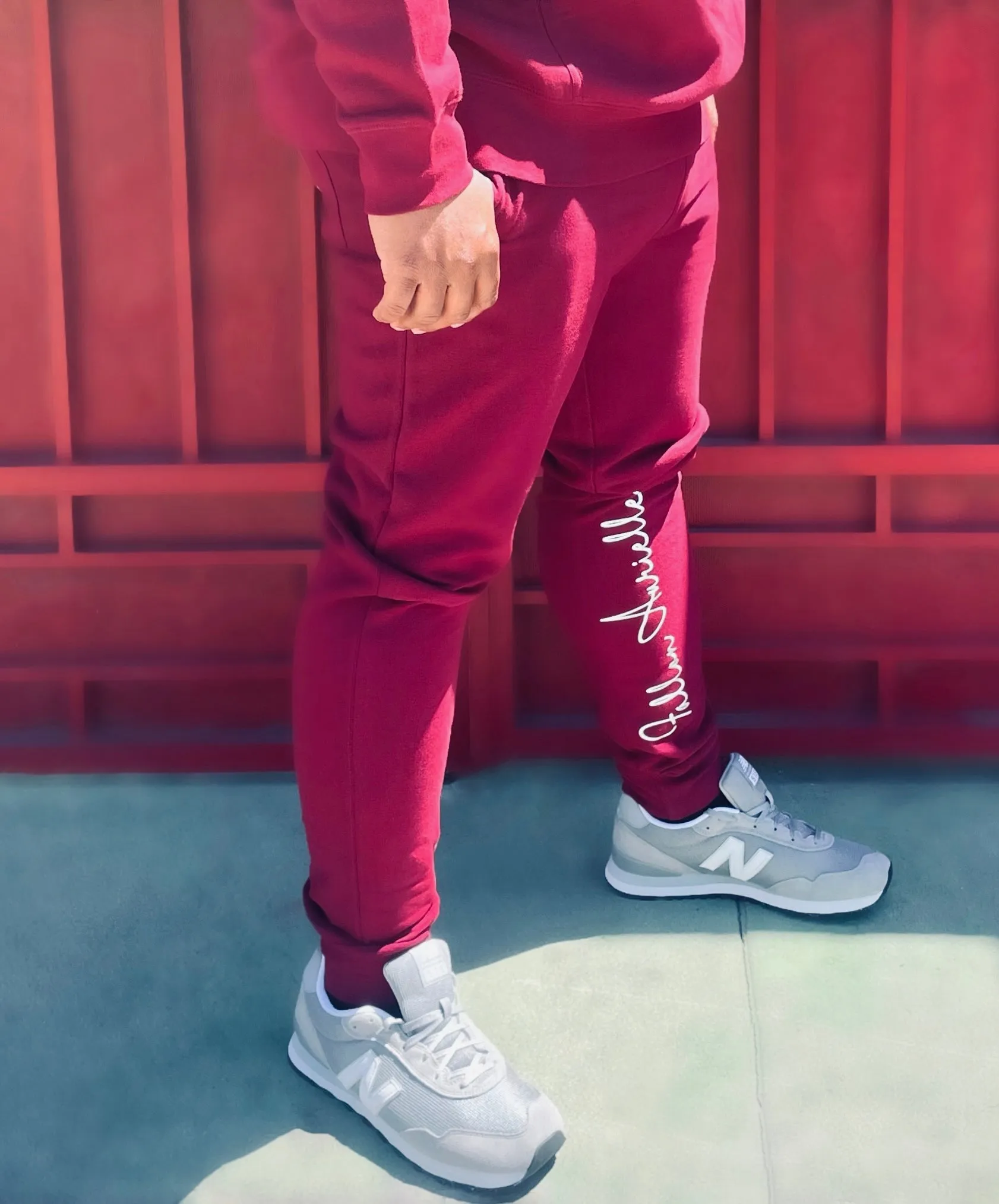 Fallon Aurielle Unisex Signature Aries Ram & Name Zodiac Jogging Set (Burgundy & Silver)