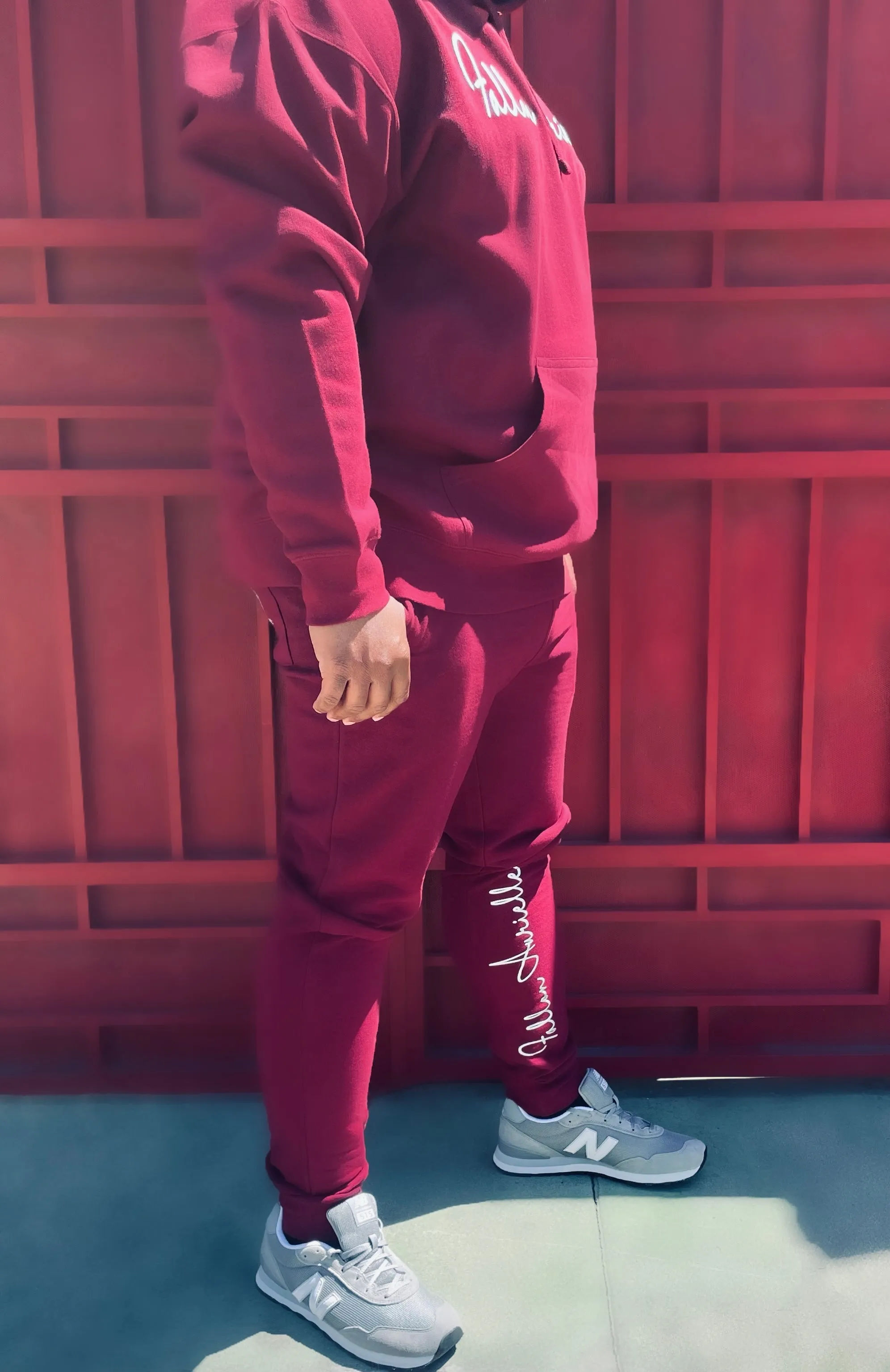 Fallon Aurielle Unisex Signature Aries Ram & Name Zodiac Jogging Set (Burgundy & Silver)