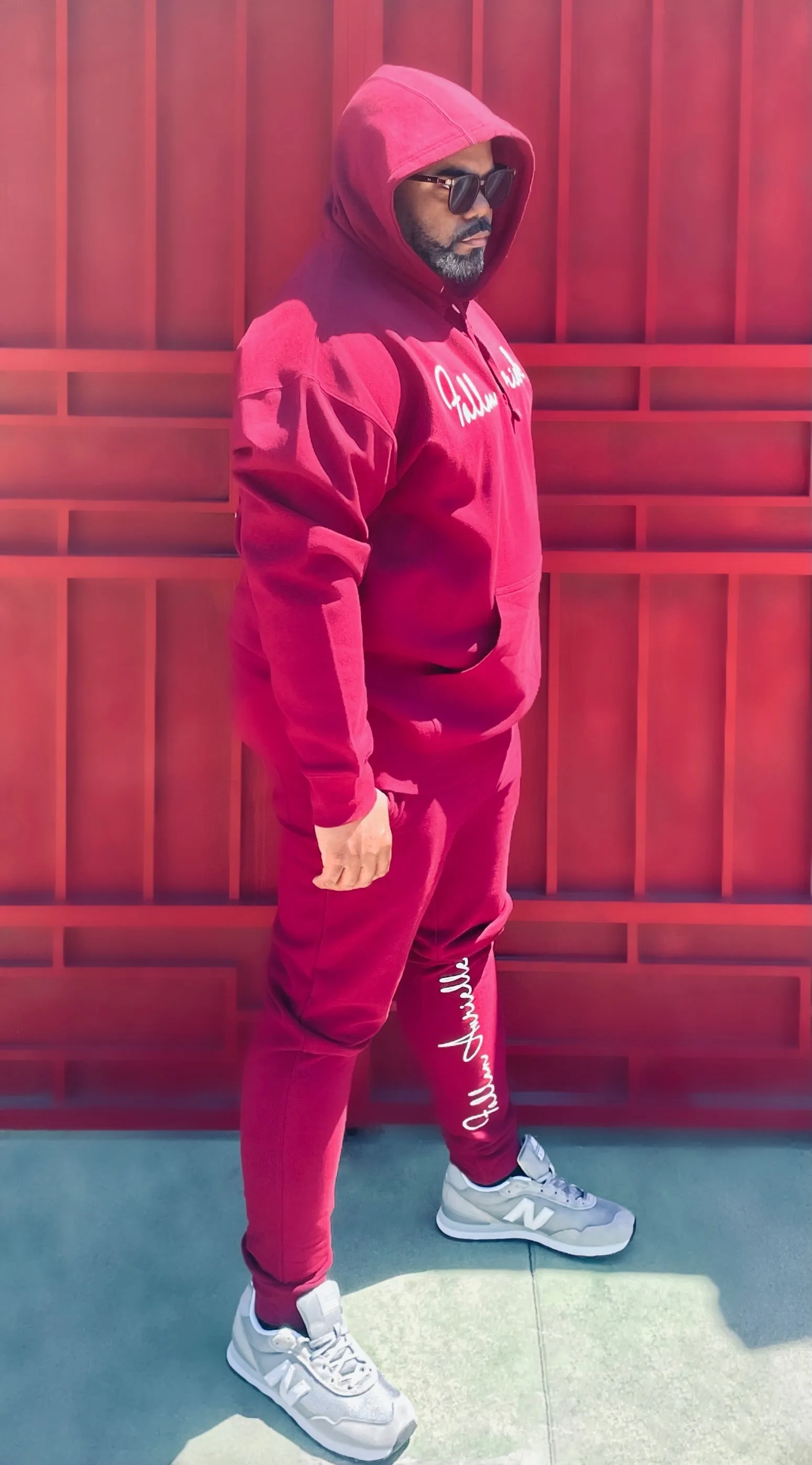 Fallon Aurielle Unisex Signature Aries Ram & Name Zodiac Jogging Set (Burgundy & Silver)