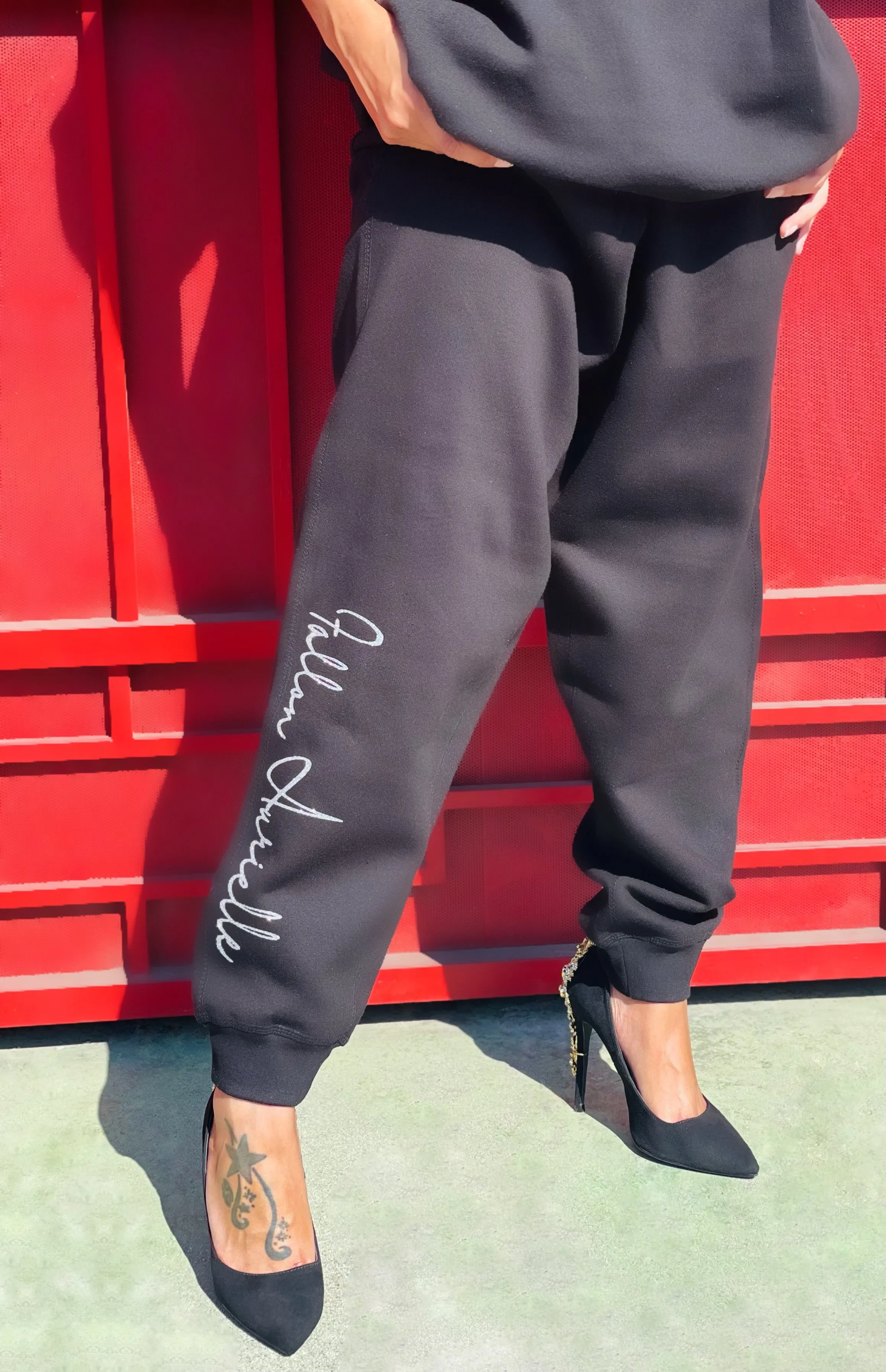 Fallon Aurielle Unisex Signature Classic Crewneck Jogging Set (Black & Silver)