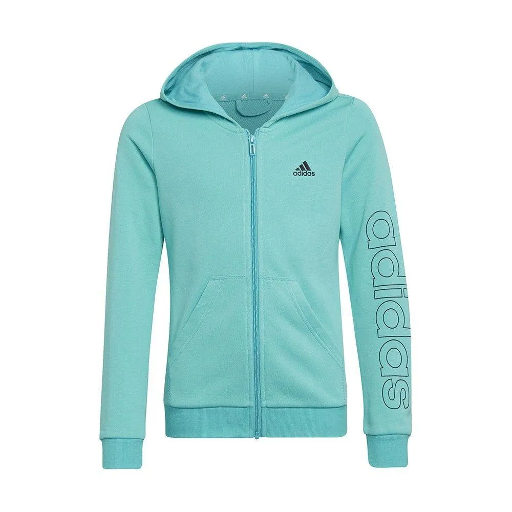 FELPA TUTA BIMBA ADIDAS LOGO BAMBINA JUNIOR HOODIE VERDE