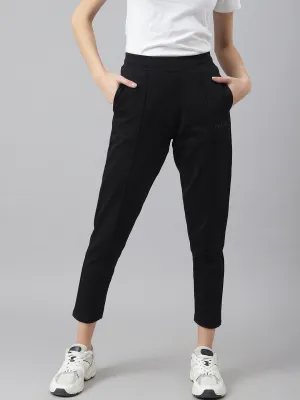 Fitkin Women Black Straight Fit Fleece Pants