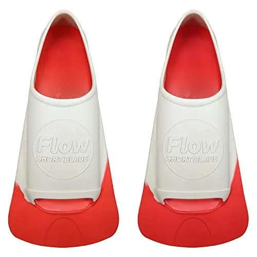 Flow Short Blade Swim Fins for Swimming Pool Lap Training - Youth Sizes (XXXS 12-1 (Red))