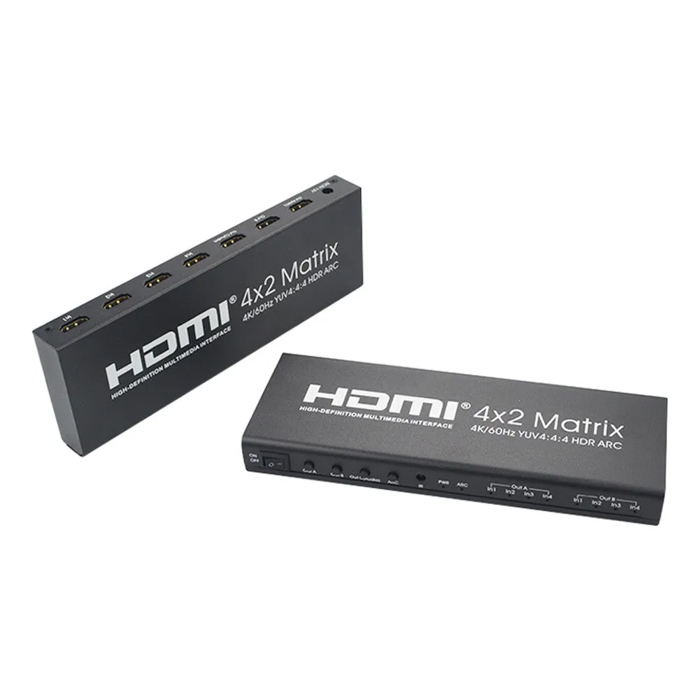 For HDMI 2.0 4X2 Array Support 4K/60 YUV4:4:4 HDR ARC Infrared Remote Control Without Battery black