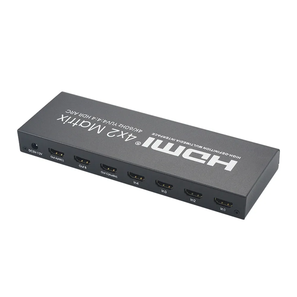 For HDMI 2.0 4X2 Array Support 4K/60 YUV4:4:4 HDR ARC Infrared Remote Control Without Battery black