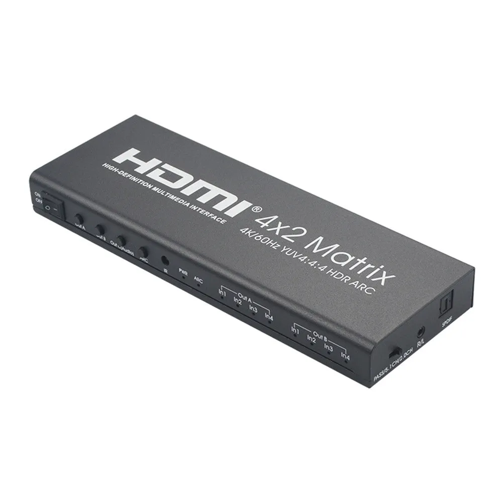 For HDMI 2.0 4X2 Array Support 4K/60 YUV4:4:4 HDR ARC Infrared Remote Control Without Battery black