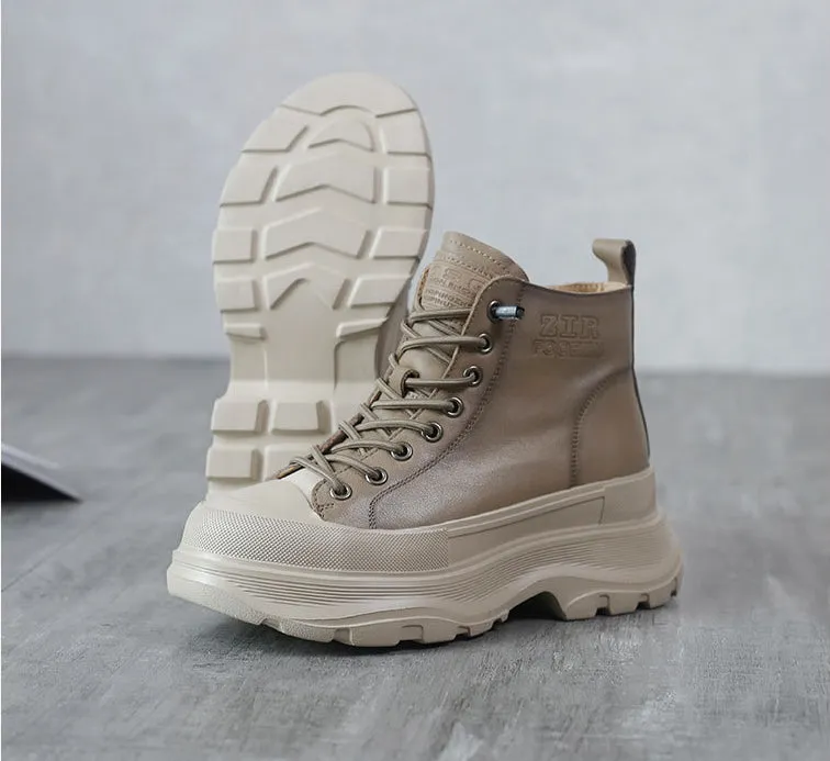 Genuine Leather Soft Sole Thin Elastic Band Martin Boots Comfortable Women's Shoes
