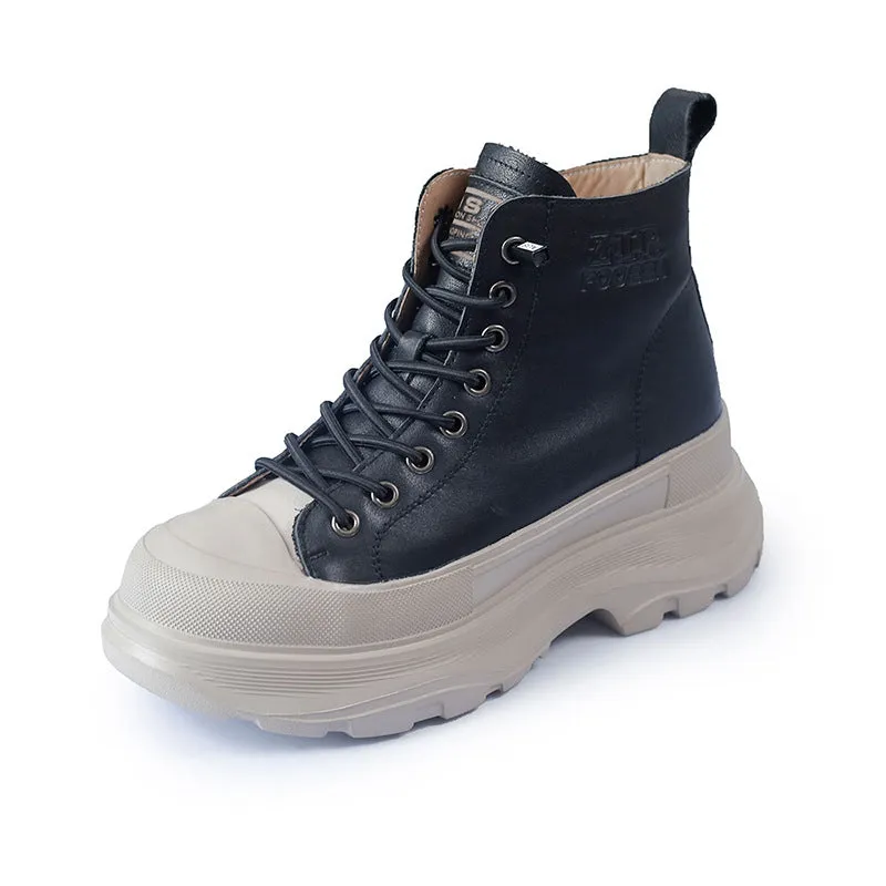 Genuine Leather Soft Sole Thin Elastic Band Martin Boots Comfortable Women's Shoes