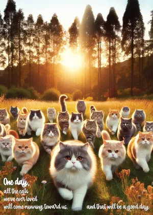 Glory To Dog One Day, All the Cats We’ve Ever Loved Will Come Running Toward Us and That Will Be a Good Day Sympathy Card
