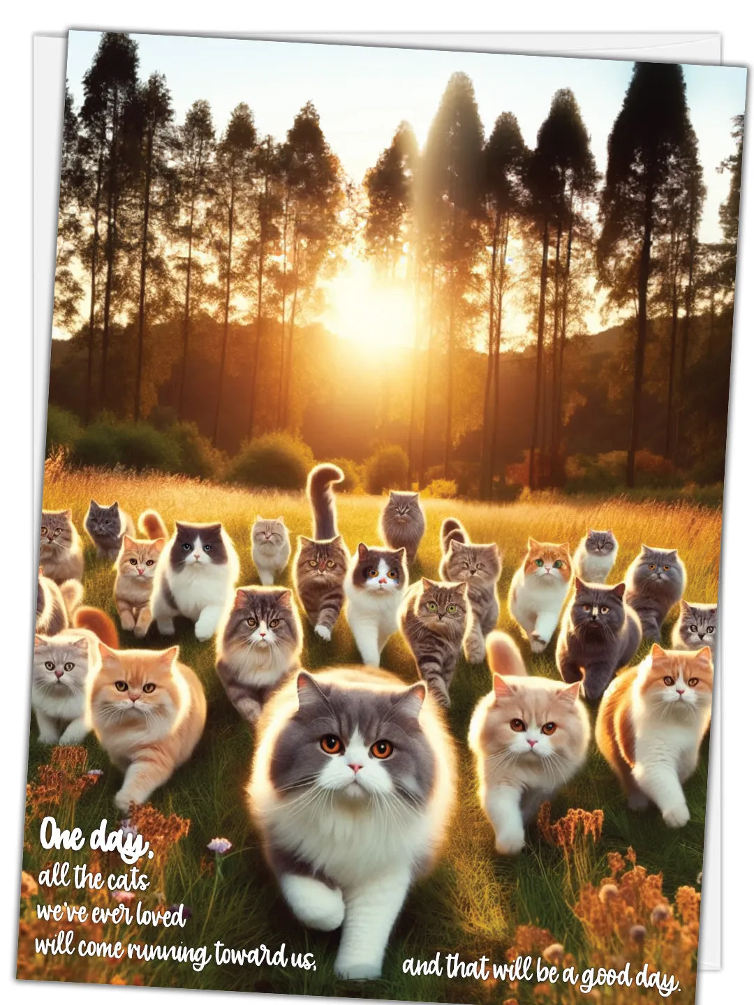 Glory To Dog One Day, All the Cats We’ve Ever Loved Will Come Running Toward Us and That Will Be a Good Day Sympathy Card