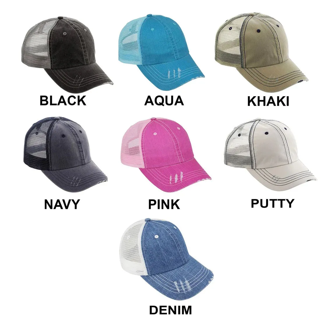 Grandpa Bear Embroidered Distressed Trucker Hat