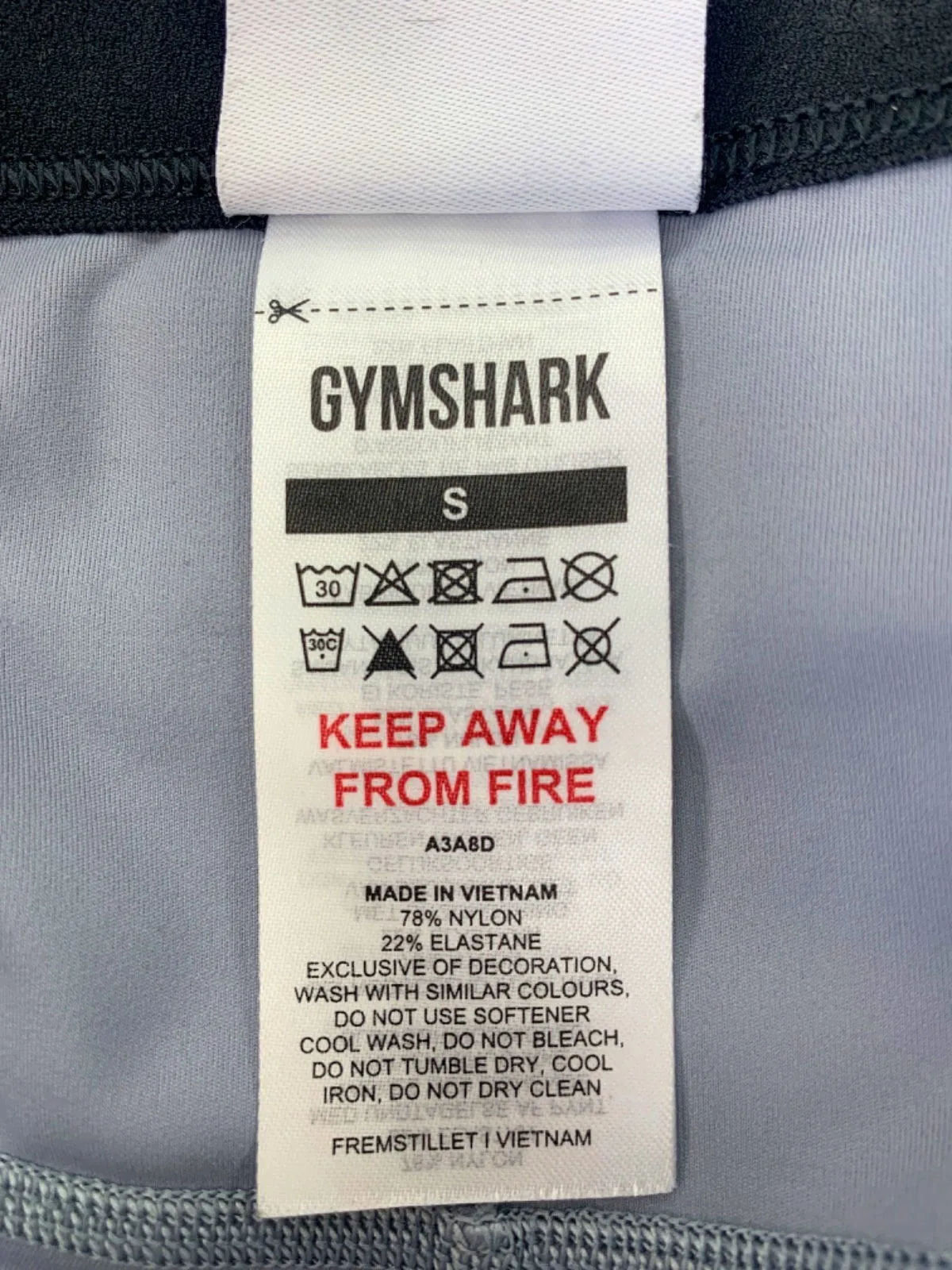 Gymshark Grey Cycling Shorts with Black Waistband UK S