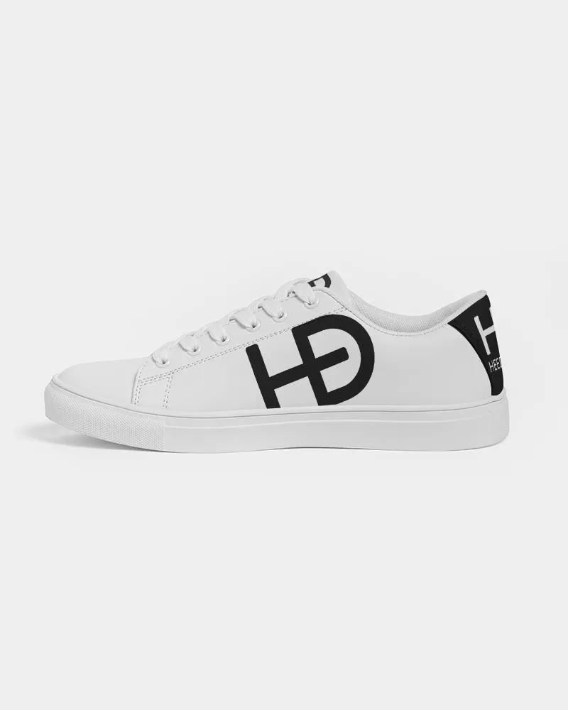HEED NYC Men's Classic White with Black Heel Vegan Leather Sneaker