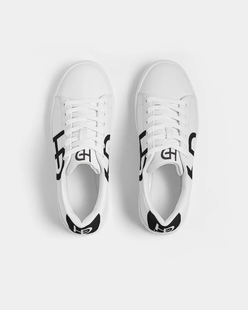 HEED NYC Men's Classic White with Black Heel Vegan Leather Sneaker