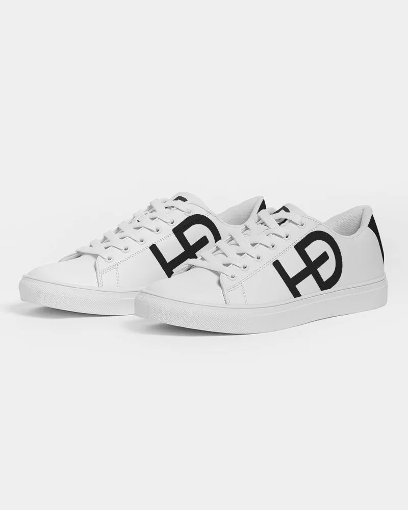 HEED NYC Men's Classic White with Black Heel Vegan Leather Sneaker
