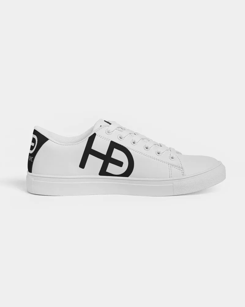 HEED NYC Men's Classic White with Black Heel Vegan Leather Sneaker