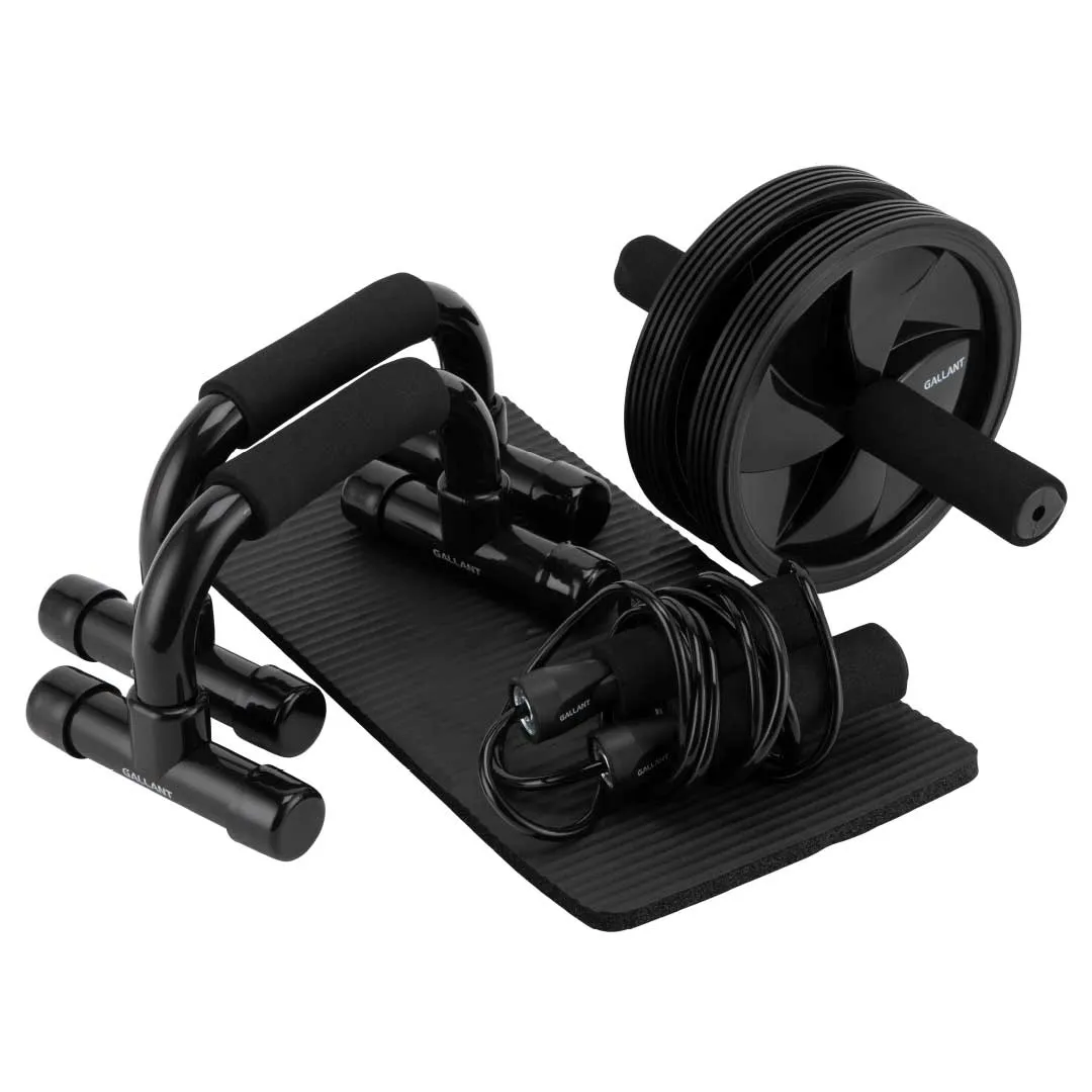 Home Training Bundle - Ab Wheel Roller, Push UP Stands & Skipping Rope