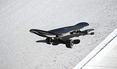 jaspo Polyurethane Hurricane Ollie Quilt Fiber Skateboard Suitable for Age Group Above 10 Years with 100 kg Weight Handling Capacity (Black, 31x8 Inch)