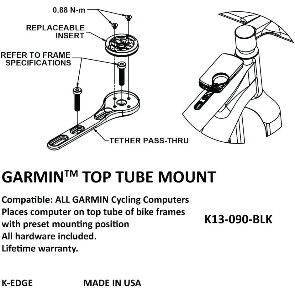 K-Edge Top Tube Mount For Garmin