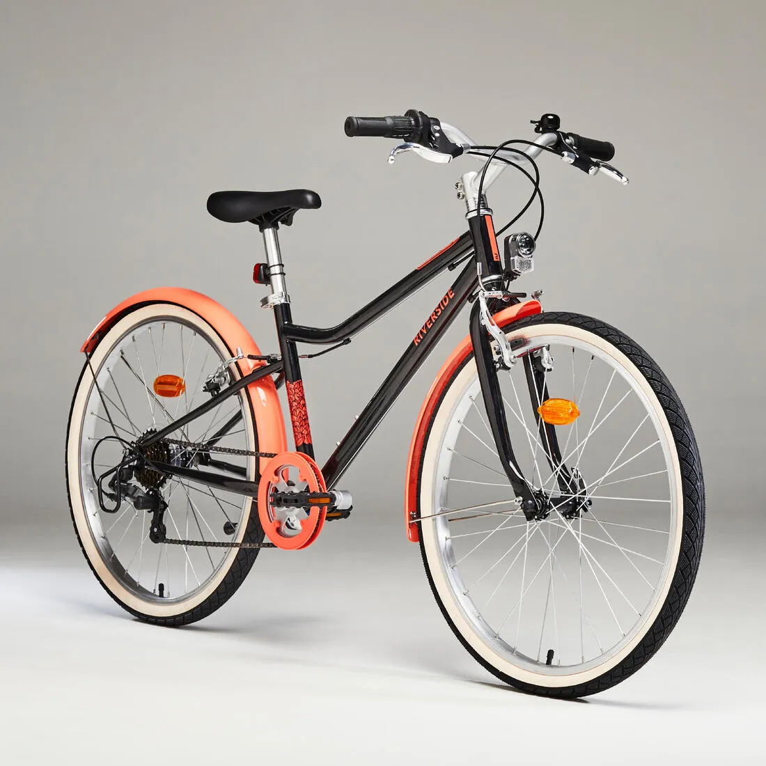 Kids' 9-12 Years 24" Hybrid Bike Riverside 500 - Black