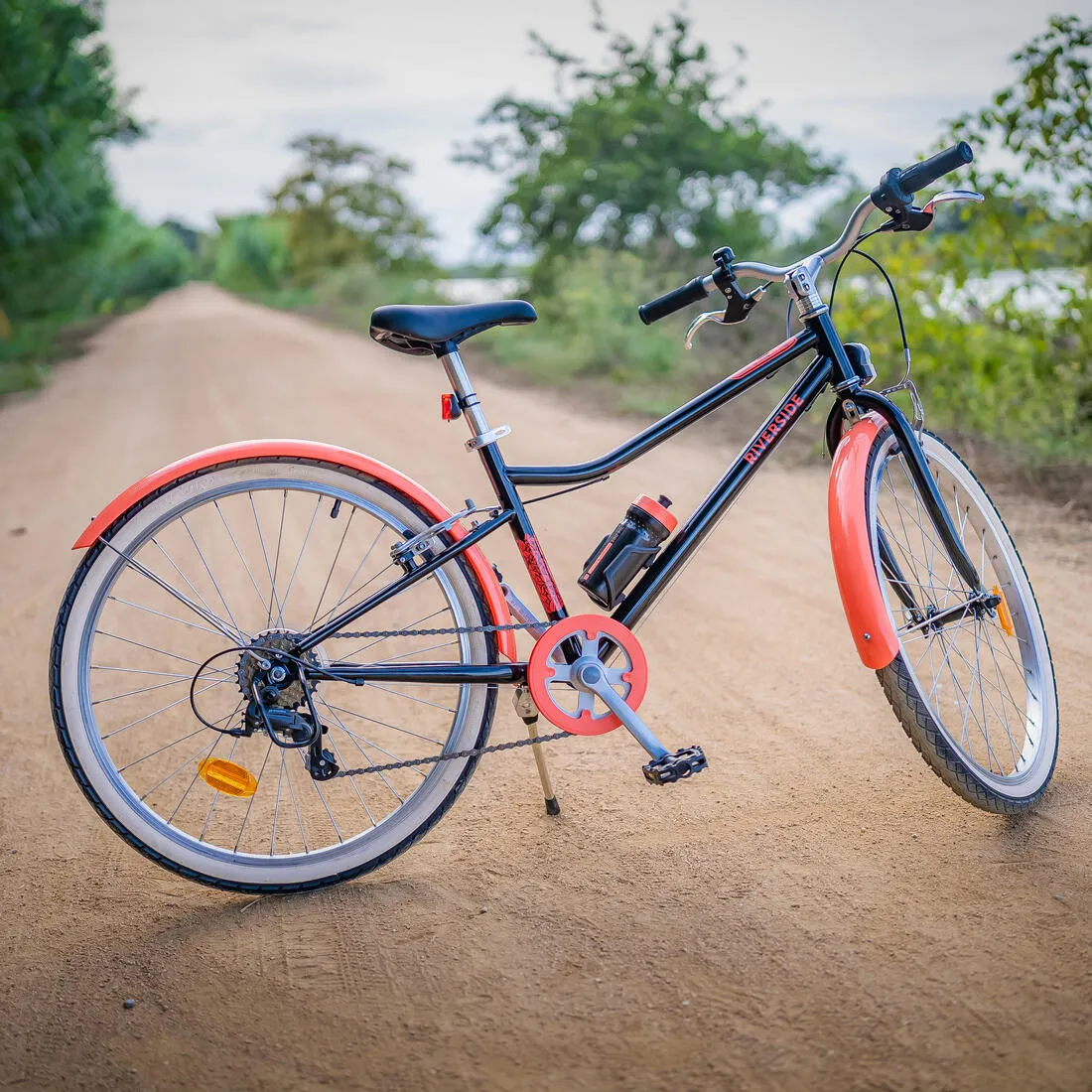Kids' 9-12 Years 24" Hybrid Bike Riverside 500 - Black